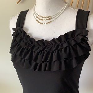 $5 Saint Tropez West Black Ruffle Blouse